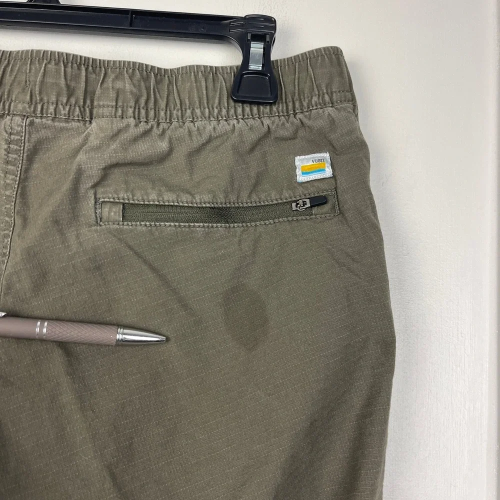 Vuori DuraTerra Ripstop Pants Mens M Slim Organic Cotton‎ Drawstring Green *Read
